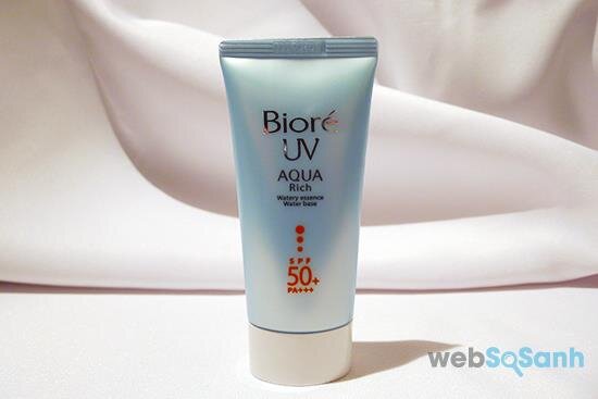 kem chống nắng biore UV qua rich watery essence water base review