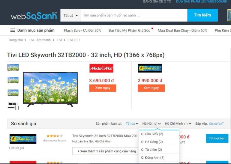 Tivi Skyworth 32 inch 32TB2000 - Giá rẻ nhất: 2.990.000 vnđ