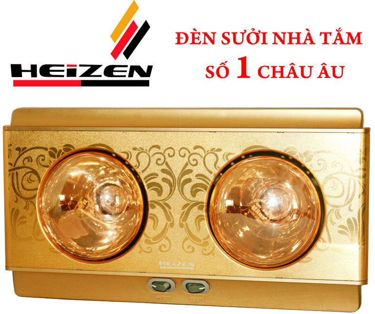 Đèn sưởi nhà tắm 2 bóng Heizen cho phòng tắm diện tích nhỏ 2-3m2