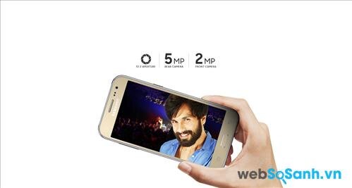 Galaxy J2 có máy ảnh trước và sau lần lượt là 5MP và 2 MP