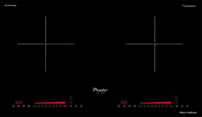 Thiết kế của sản phẩm bếp từ âm 2 vùng nấu Prato PT-028 
