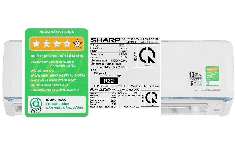 điều hòa Sharp AH-XP10BSW và chứng nhận tiết kiệm năng lượng