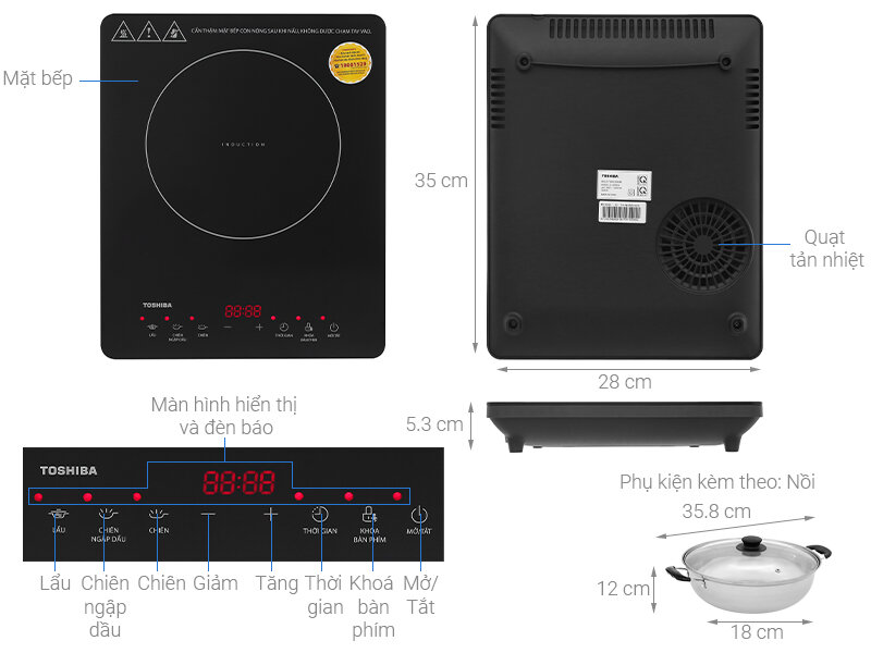 Bếp điện từ Toshiba IC-20R2SV được trang bị mâm từ kép với nhiều ưu điểm vượt trội hơn