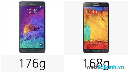 So sánh về trọng lượng điện thoại Galaxy Note 4 và Galaxy Note 3