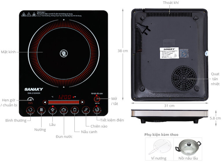 Bếp hồng ngoại Sanaky mã sản phẩm SNK-2103HGN