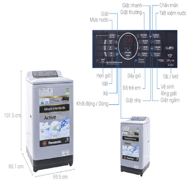 máy giặt panasonic 8.5 kg na-f85a4grv