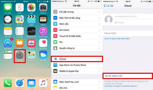 Các bước đăng ký iCloud