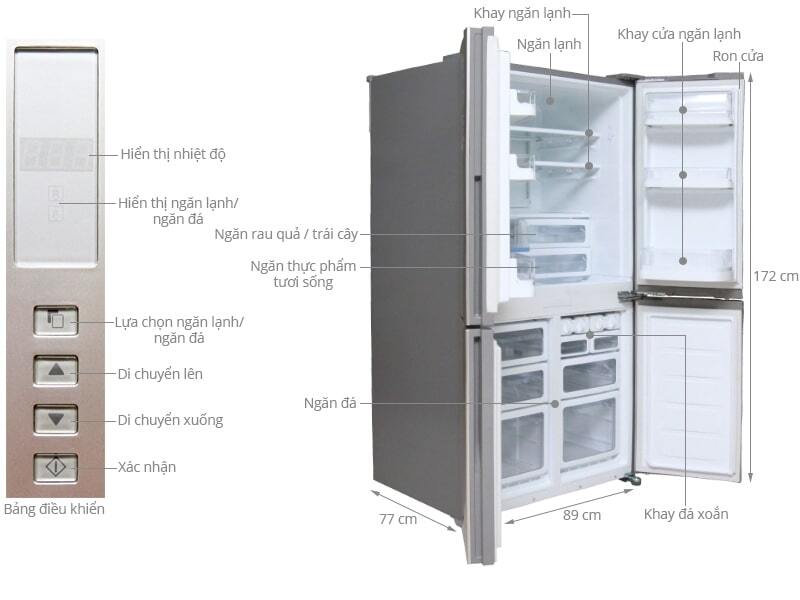 Tủ lạnh Sharp SJ-FP74V BK/SL