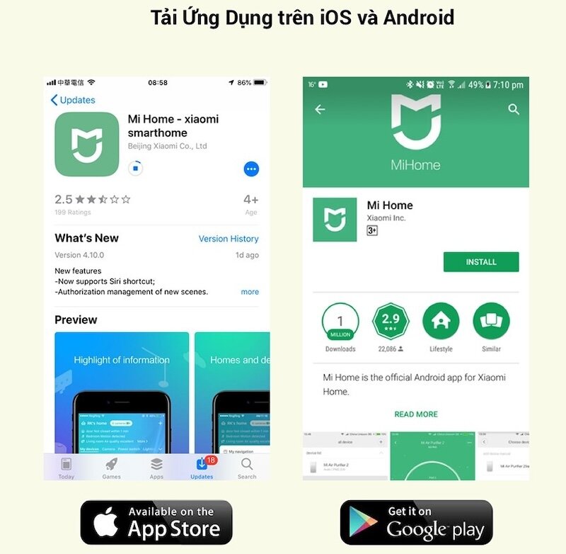 Sử dụng máy sưởi Xiaomi qua app Mi Home