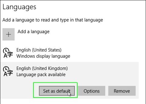 Select set as default