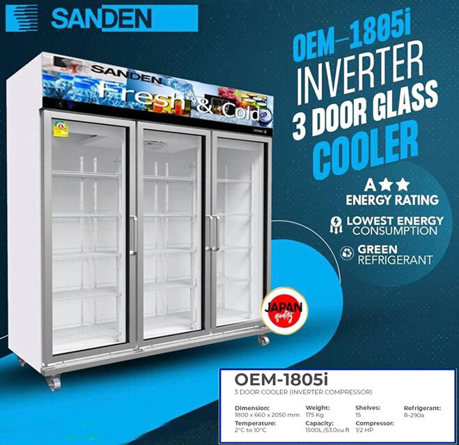 Tủ mát Sanden Inverter 3 cánh 1590 lít OEM-1805i