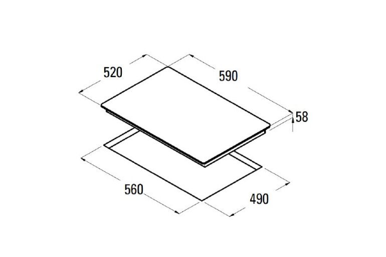 Kích thước của Bếp từ âm 3 vùng nấu Cata IB 633X