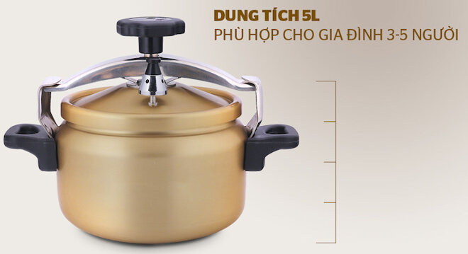 Nồi áp suất Sunhouse SHA8504 với dung tích 5 lít thích hợp cho những gia đình có đông thành viên.