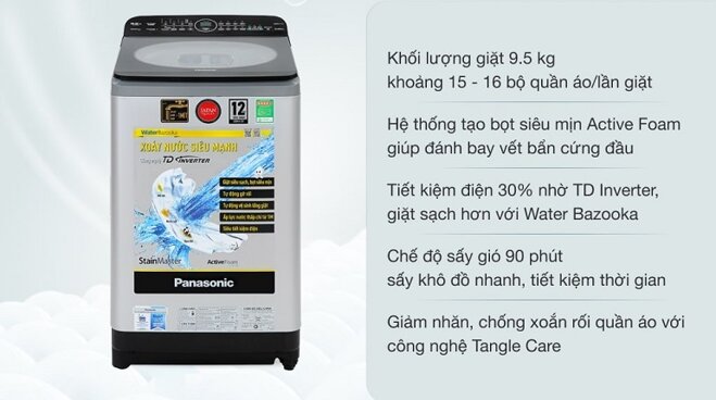 Máy giặt Panasonic Inverter 9.5 kg NA-FD95X1LRV