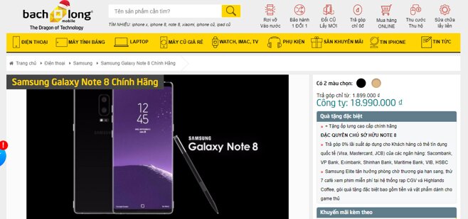 mua samsung galaxy note 8 tại bachlongmobile