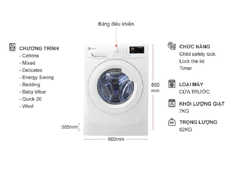 Máy giặt Electrolux 7kg EWF80743