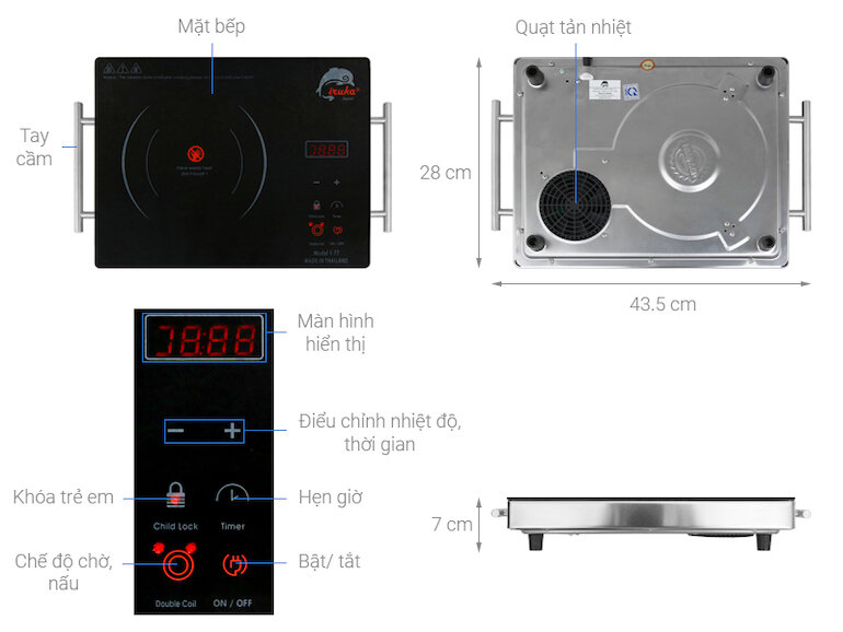 Bếp hồng ngoại đơn IRUKA mã sản phẩm I-77 2200W