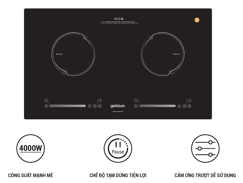 Bếp từ âm 2 vùng nấu Goldsun GDI7410 thiết kế tinh tế, hiện đại và sang trọng