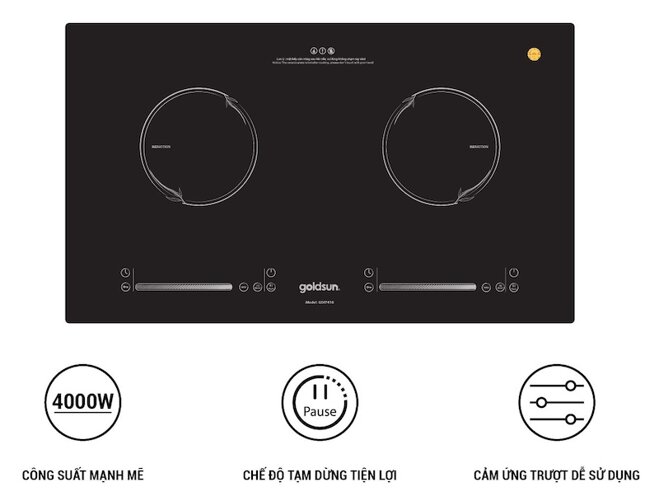 Bếp từ âm 2 vùng nấu Goldsun GDI7410 thiết kế tinh tế, hiện đại và sang trọng