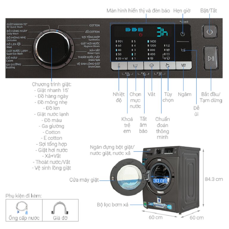 Máy giặt Samsung Inverter 9.5 kg WW95J42G0BX/SV