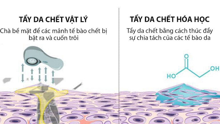 So sánh tẩy da chết hóa học và tẩy da chết vật lý