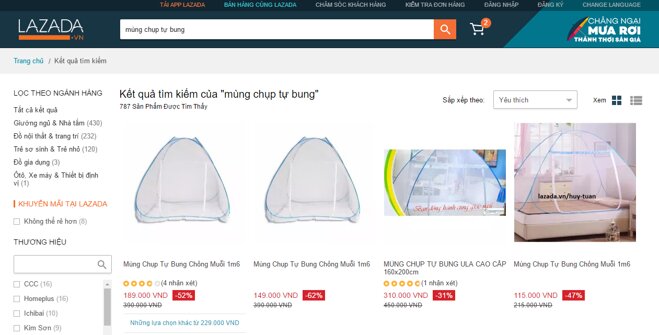 mùng chụp tự bung lazada