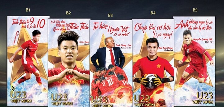 Phong bao lì xì in hình đội tuyển bóng đá Việt Nam