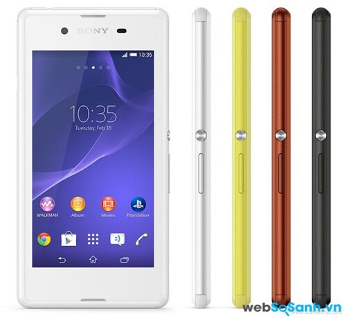 Xperia E3 sở hữu thiết kế sang trong, và nhiều màu tuỳ chọn hơn