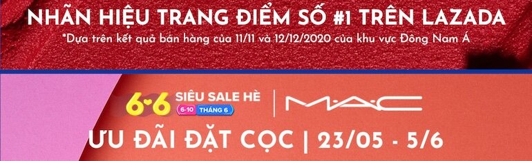 deal mỹ phẩm MAC sale lớn trong siêu sale hè Lazada 06/06