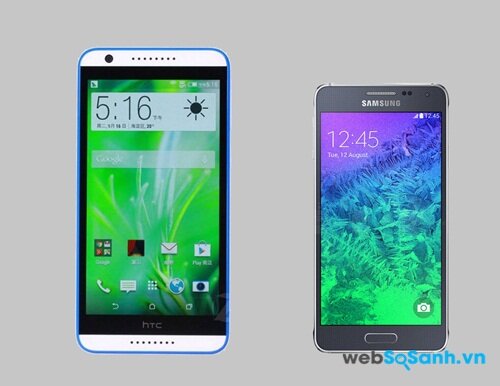 Desire 820 có màn hình 5.5 inch trong khi Galaxy Alpha có màn hình 4.7 inch