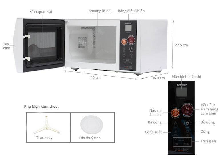Lò vi sóng điện tử Sharp R-289VN nhập khẩu từ Thái Lan