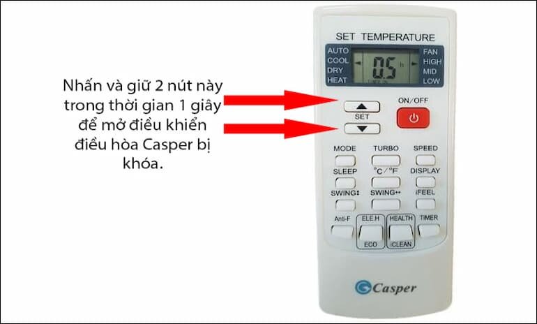 cách khắc phục hiện tượng điều khiển điều hòa Casper bị khóa