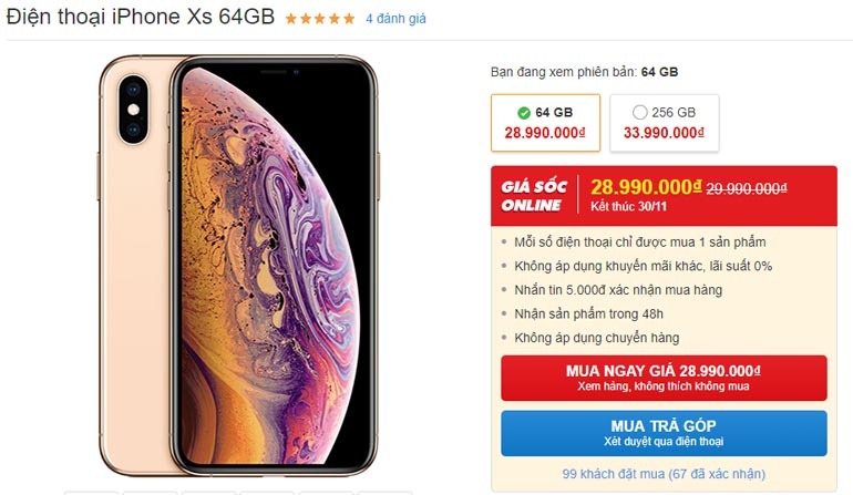 iphoen xs giảm giá