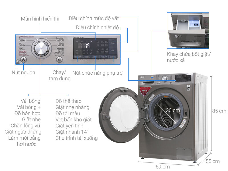 Máy giặt LG 9kg FC1409S2E