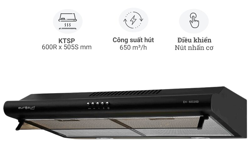 Máy hút mùi Eurosun EH-60C05D người bạn đồng hành lý tưởng cho gian bếp hiện đại