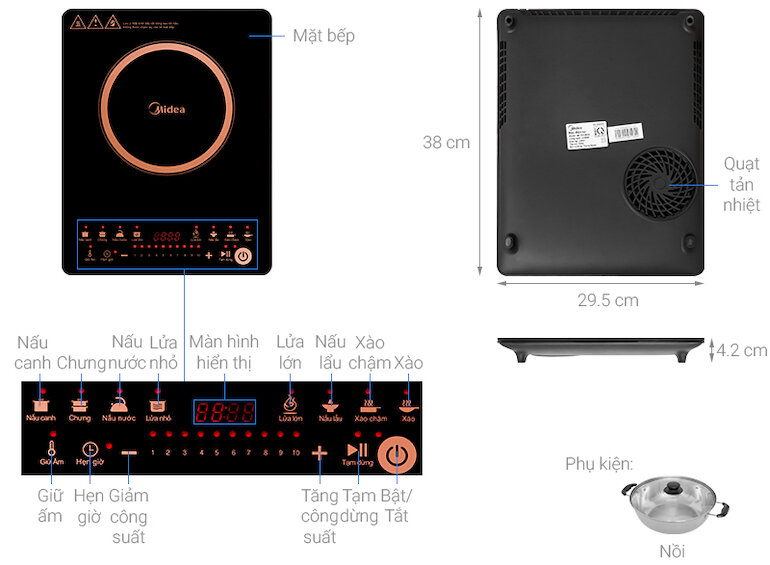 Đặc điểm, chức năng nổi bật của bếp từ Midea MI-T2120DC