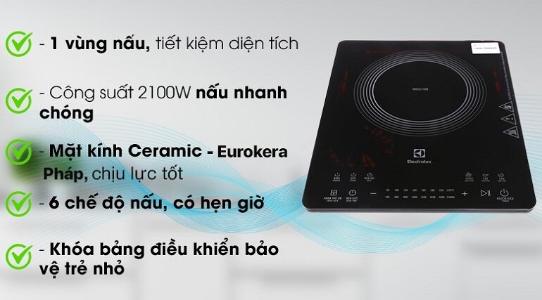 Bếp từ dương 1 vùng nấu Electrolux ETD42SKR