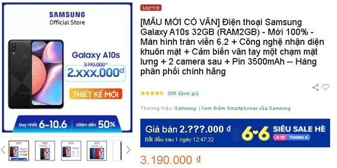 Điện thoại Samsung Galaxy A10s