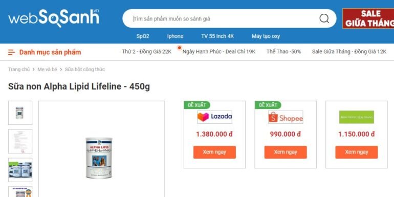 Giá Sữa non Alpha Lipid Lifeline