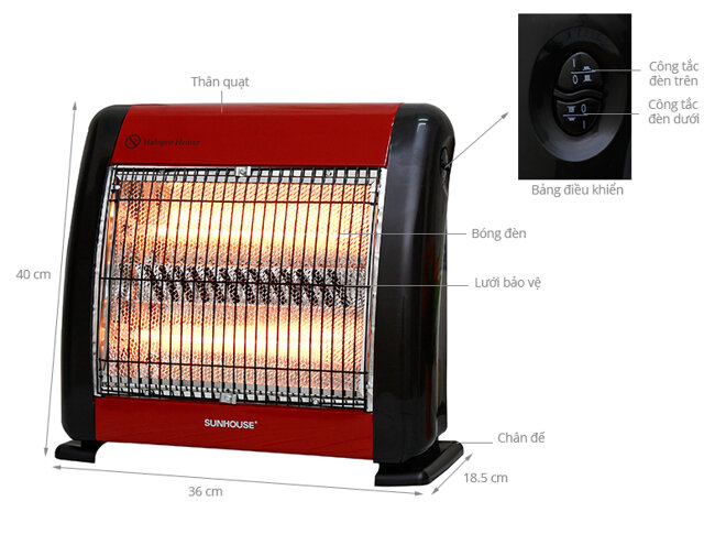 Quạt Sưởi halogen thương hiệu Sunhouse SHD7015