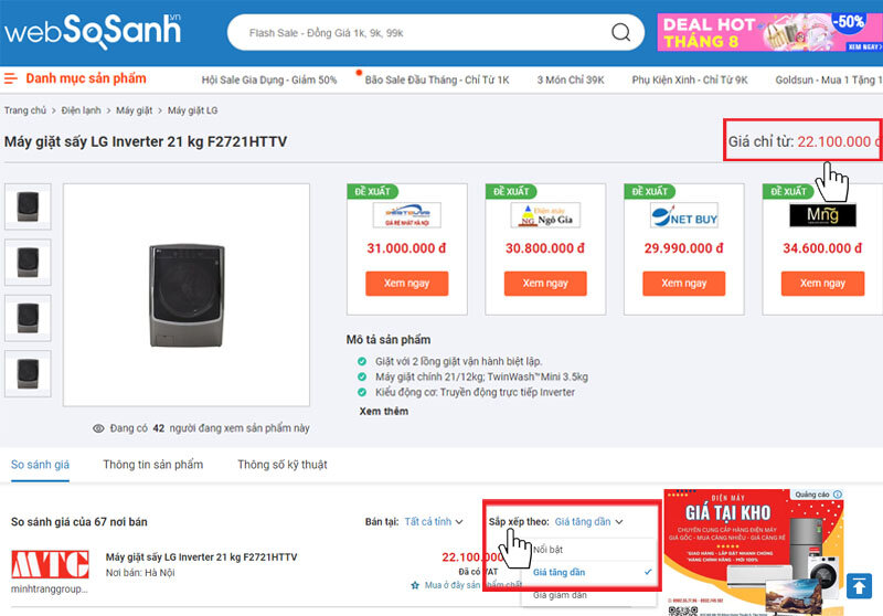 Cách dùng Websosanh.vn để tìm kiếm giá rẻ nhất