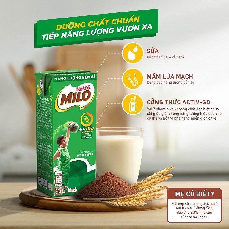 Uống sữa Milo vô thời khắc tương thích nhằm tăng chiều cao