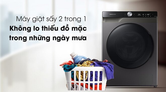 Máy giặt sấy Samsung AI Inverter 11kg WD11T734DBX/SV là thiết bị gia dụng lý tưởng cho đại gia đình