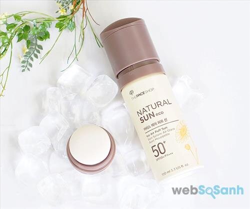 Kem chống nắng The Face Shop Natural Sun Eco Ice Air Puff Sun