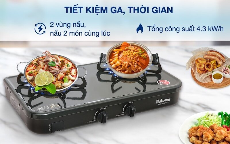 Bếp gas dương Paloma PA-J51CE thiết kế sang trọng, chất liệu bền bỉ