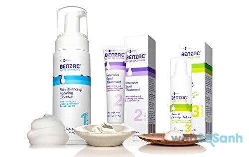 Benzac Complete Acne Solution Regimen Kit có tác dụng kháng khuẩn tuyệt vời và cực phù hợp cho làn da mụn