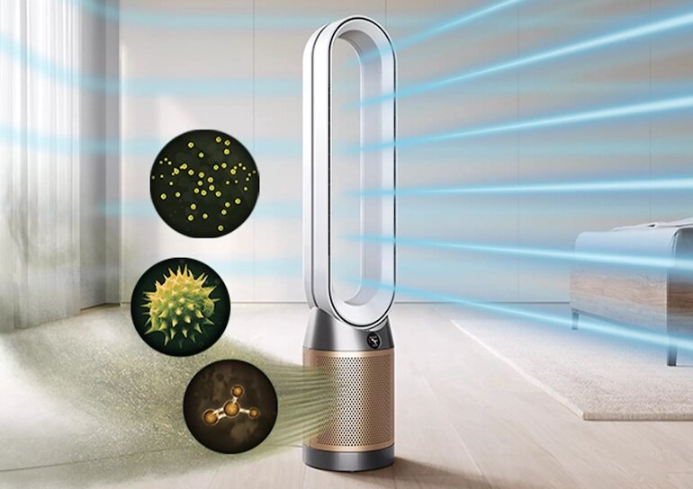 Máy lọc không khí Dyson TP09 có bộ lọc xúc tác Dyson liên tục phân hủy khí Formaldehyde thành nước và CO2.