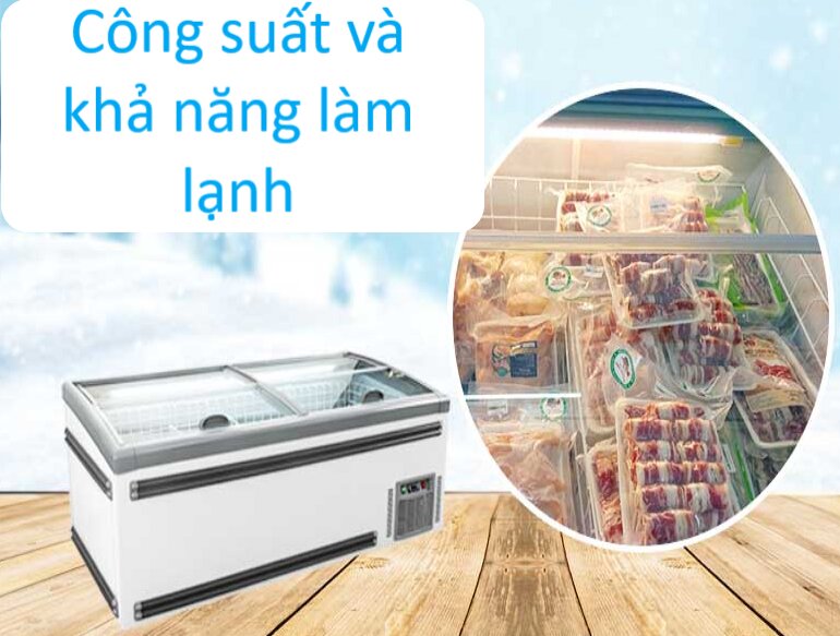 Công suất và khả năng làm lạnh của tủ đông siêu thị Sanaky và Vinacool