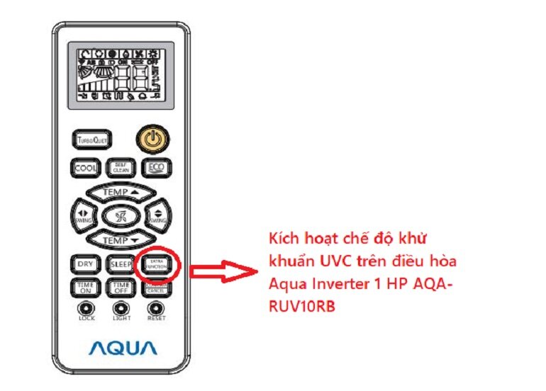 Cách mở chế độ khử khuẩn UVC khử khuẩn trên điều hòa Aqua AQA-RUV10RB 