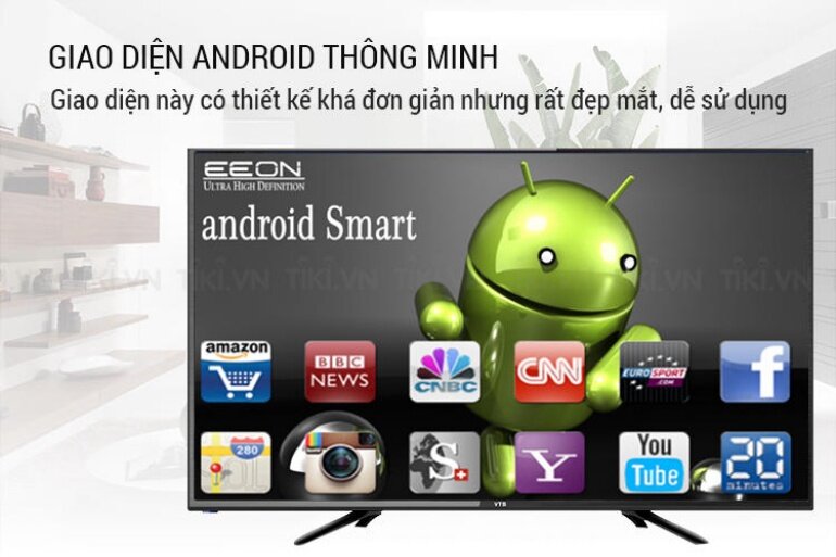Smart Tivi VTB LV4377KS chạy trên hệ điều hành Android 4.4 KitKat.